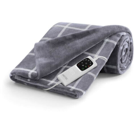 Couverture Chauffante - Imetec - Plaid chauffant 150x110 cm - 6 Températures - Tissu Toucher Velours et Sherpa - Lavable en Machine