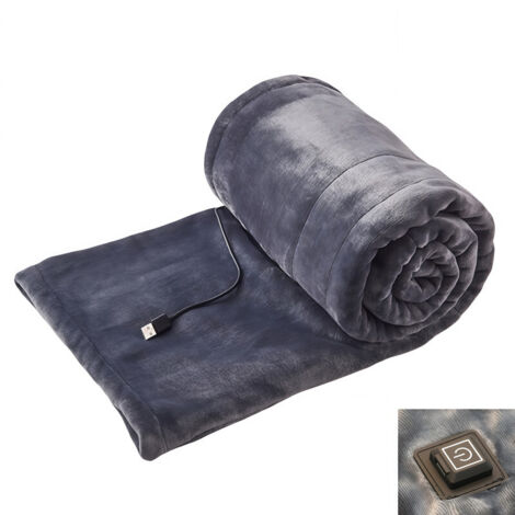 Couverture chauffante style écharpe, alimentée par USB, conception sans fil, lavable en machine, contrôle de température à 3 niveaux, couverture électrique grise - 80 x 140 cm