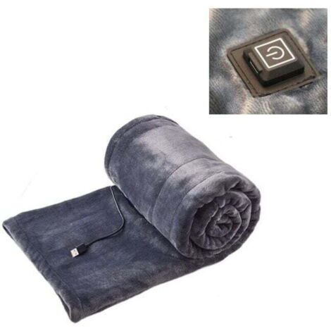 Couverture chauffante, XU, Couverture chauffante en flanelle, Lavable en machine, Couverture électrique portable usb 5 volts, Thermostat intelligent à chauffage rapide - 100 × 80cm - Gris - KZQ