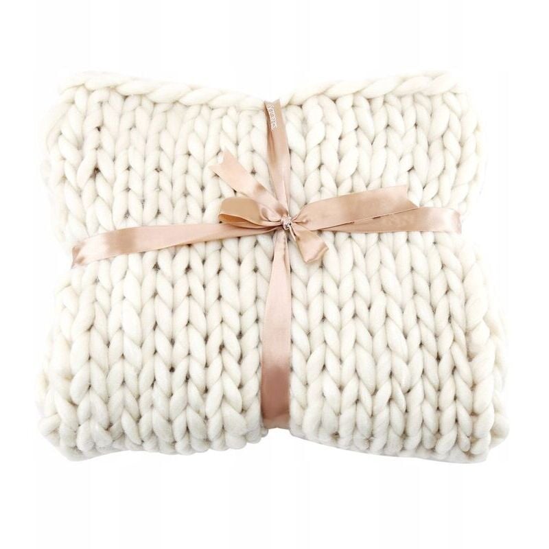 SNQ - Couverture Confortable, Couverture en Laine Extra Épaisse Tissée à la Main, Blanc, 6060