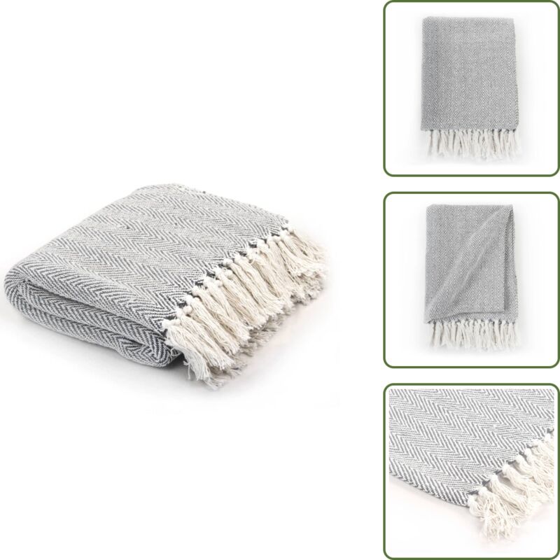 Couverture coton à chevrons 125x150 cm Gris - Couverture En Coton - Plaid Gris - Couverture Douce - Décoration Intérieure - Couvertures Confortables Couverture coton à chevrons 125x150 cm Gris - Couverture En Coton - Plaid Gris - Couverture Douce - Décoration Intérieure - Couvertures Confortables