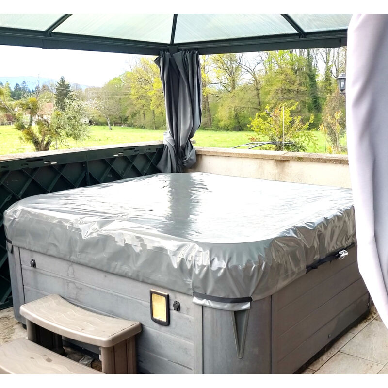 Couverture Cov'In pour Spa Intérieur - Spa Supérieur à 2,6m x 2,6m - Bâche Gris Clair Poolco