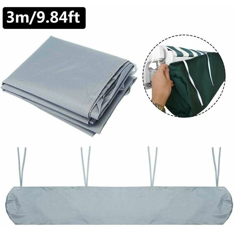 Couverture d'auvent 3m auvents de terrasse imperméables Housse de protection d'auvent latéral Store enrouleur rétractable Protection solaire Sac