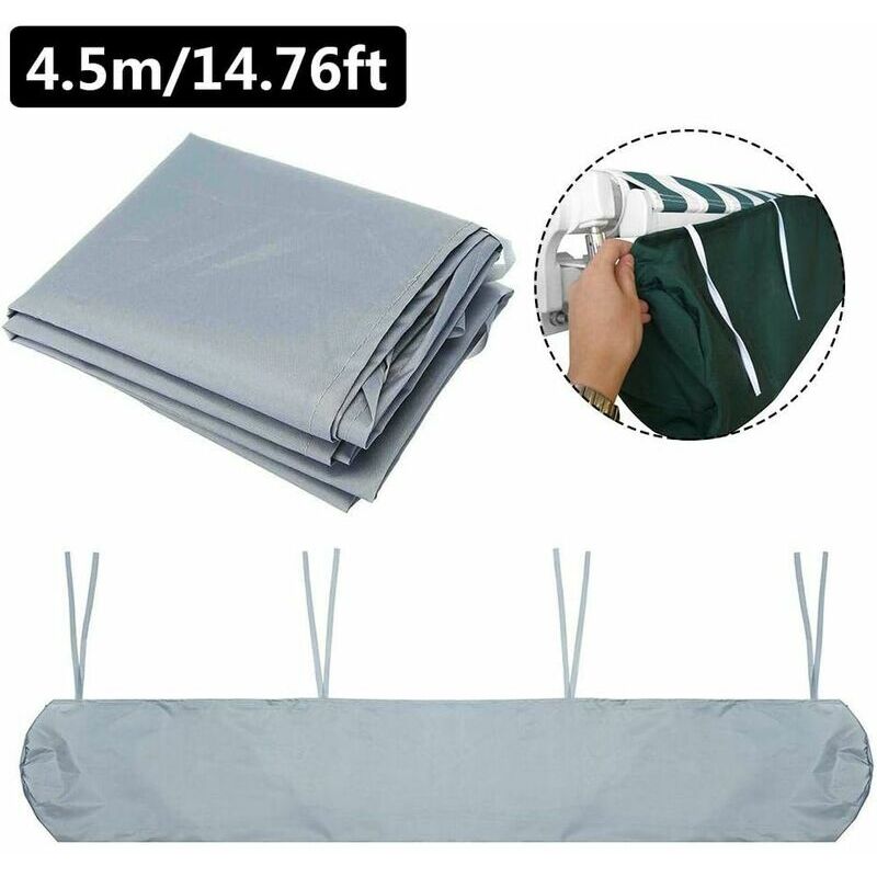 Couverture d'auvent Auvents de terrasse étanches de 4,5 m Housse de protection d'auvent latéral Store enrouleur rétractable Protection solaire Sac