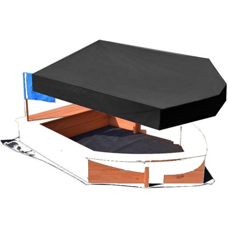couverture De Bac  Sable, Housse De Protection Bac  Sable En Forme De Bateau Avec Cordon De Serrage, Impermable, Noir Oxford 160  113  22cm
