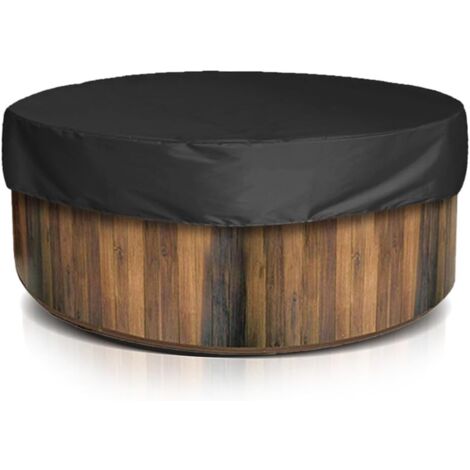 Couverture de Bain à Remous étanche Extérieur Portable Patio Rond Gonflable Spa Protecteur Baignoire Piscine Housses Anti-poussière (Taffetas (Le Noir) Le Noir 21570 cm