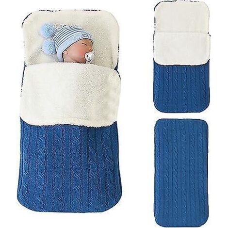 couverture De Bb Nouveau-n Bleu Fonc, Couverture De Poussette En Velours Chaud Paissi, Sac De Couchage En Molleton De Coton Pour Enfants