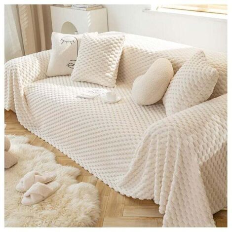 Couverture de canapé en velours - Couverture polaire pour canapé/canapé - Couverture polaire en forme de L - 180 x 130 cm