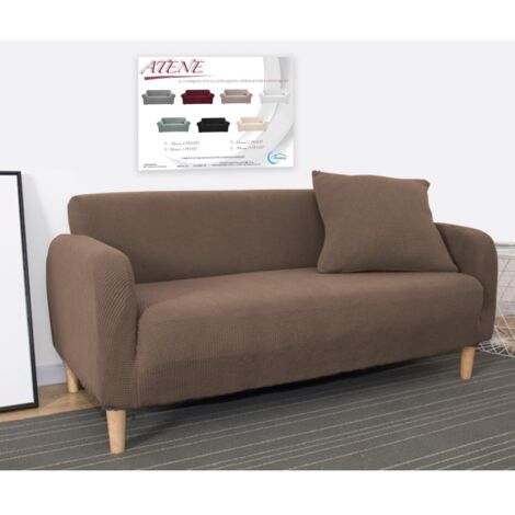 Couverture de canapé extensible ATHÈNES universel MARRON biélastique 1 PLACE cm. 80 - 100