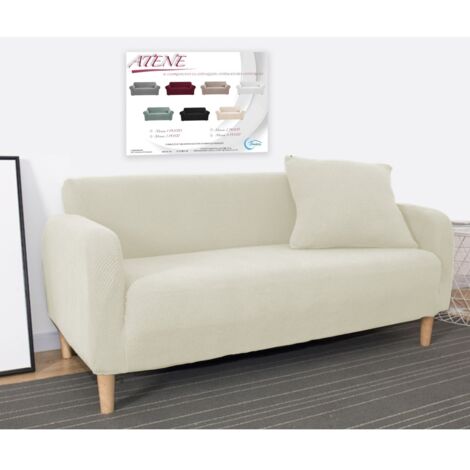 Couverture de canapé extensible ATHÈNES universelle BLANC LAIT bielastique 1 PLACE cm. 80 - 100