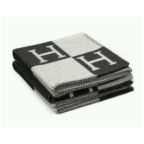 Couverture de canapé H-blanket Pillows en fausse laine et cachemire - Noir et blanc