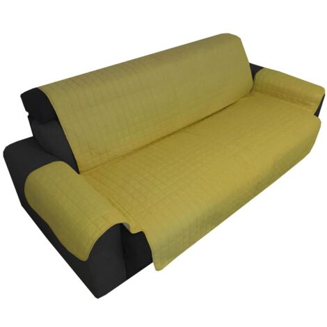 Couverture de canapé OU SALVADIVANO L'ÉLÉGANCE DE L'OR JAUNE ET RÉSISTANT AUX TACHES MATELASSÉ SUPÉRIEURE LISSE 3 PLACES sièges cm. 175