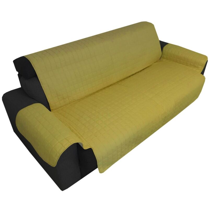 Couverture de canapé OU SALVADIVANO L'ÉLÉGANCE DE L'OR JAUNE ET RÉSISTANT AUX TACHES MATELASSÉ SUPÉRIEURE LISSE 2 PLACES sièges cm. 115