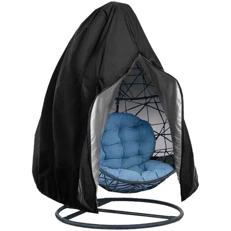 Couverture de Chaise Suspendue Jardin Rotin Osier Fauteuil Suspendu Housse de Protection pour œufs Chaise résistant à l'eau et à la poussière - 200 X230cm (Noir)