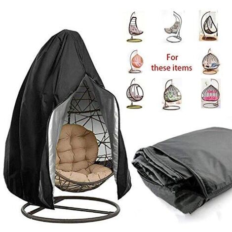 Couverture de Fauteuil Suspendu Housse de Protection pour œufs Chaise Housses Imperméable pour Mobilier Balancelles de Jardin Noir (1)