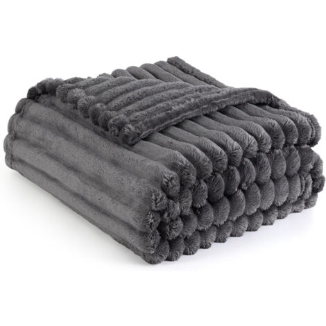 Couverture de flanelle en peluche de lapin (gris clair en peluche de lapin) (200  230 couverture double)