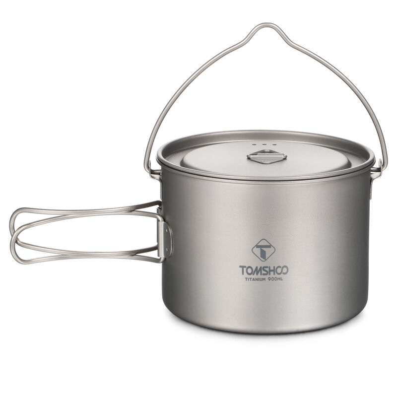 LIFCAUSAL - Marmite en Titane Ultralégère Suspendue 750ml à 2800ml avec Couvercle et Poignée Pliable pour Camping, Randonnée et Pique-nique Extérieur