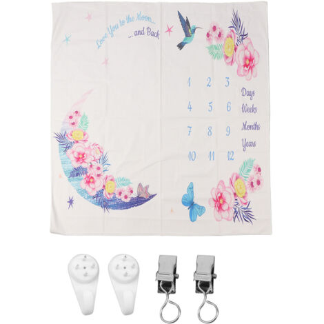 Couverture de jalon pour bébé, environ 39,4 pouces de large, Style fleurs et oiseaux, calendrier de la première année, accessoire Photo pour tout-petit