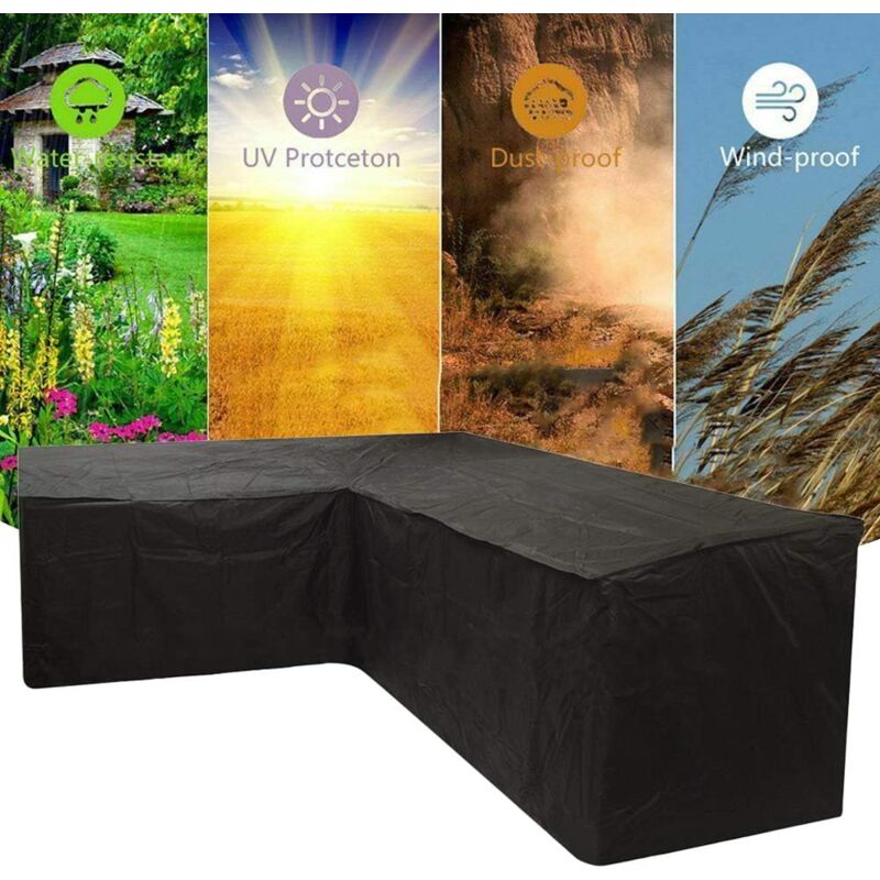 Housse Canapé d'angle de Jardin Imperméable Bâche de Protection Salon en Forme l Anti-UV Couverture de Meuble Extérieur pour Jardin Terrasse,250x250