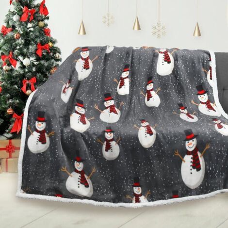 Couverture de Noël Sherpa, Ultra Douce et Moelleuse pour Canapé-lit, Décoration Festive, 130 x 150 cm