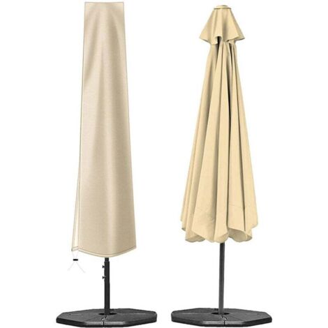 Couverture de Parasol,Housse de Parasol Double Couche Imperméable Anti-UV Robuste en Tissu Oxford 210D Housse Protection pour Parasol avec Fermeture à glissière (190×30×50cm,Beige) GROOFOO