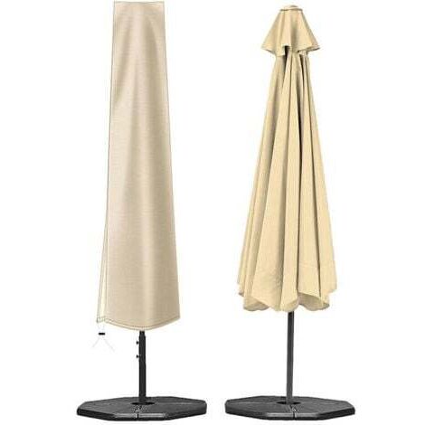 Couverture de Parasol,Housse de Parasol Double Couche Imperméable Anti-UV Robuste en Tissu Oxford 210D Housse Protection pour Parasol avec Fermeture à glissière (190×30×50cm,Beige) GrooFoo