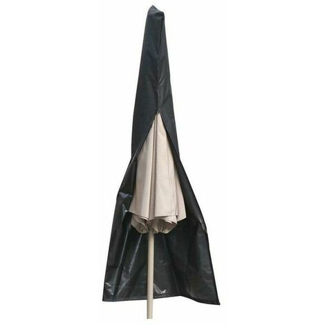 Couverture de Parasol,Housse de Parasol Double Couche Imperméable Anti-UV Robuste en Tissu Oxford Housse Protection pour Parasol avec Fermeture à glissière (Noir，1902657cm)，