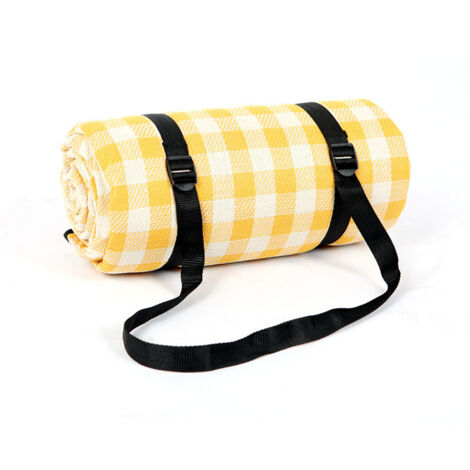 Couverture de pique-nique, couverture de camping, très grande couverture de plage, imperméable avec poignée, 200 x 200 cm - jaune