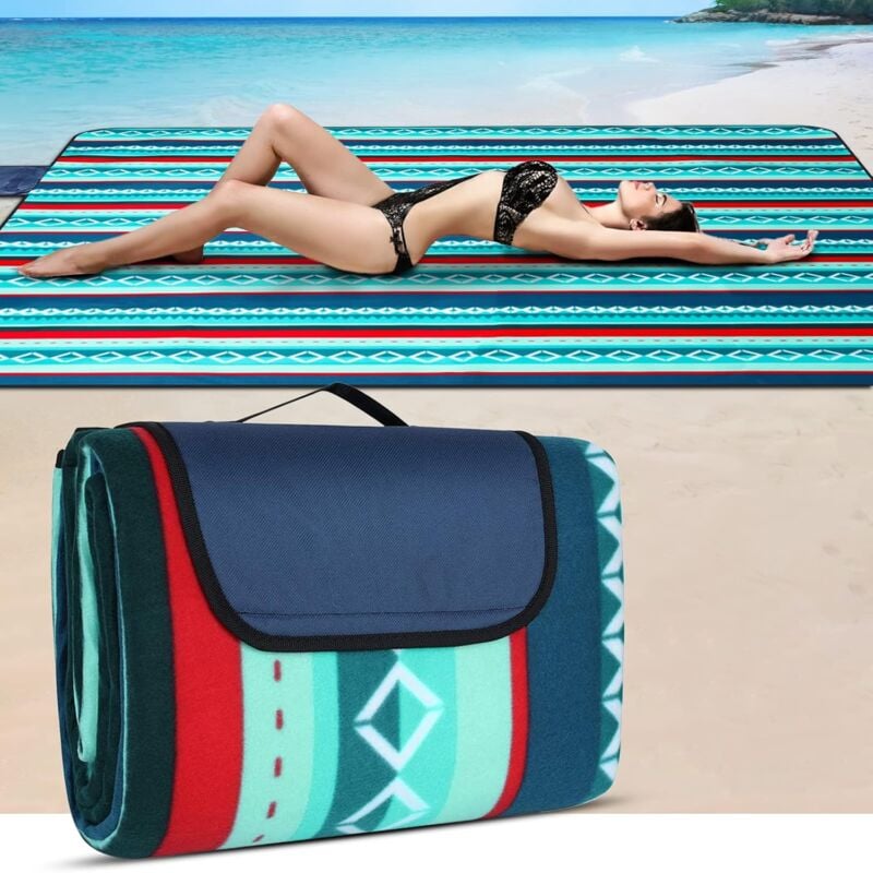 Couverture de Pique Nique imperméable 200 x 200cm - Couverture de Pique Nique en extérieur - Tapis de Pique-Nique Isotherme en Polaire - Grande