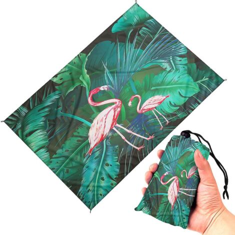 couverture De Pique-nique Impermable 210 X 200cm (motif Flamant Rose), Tapis De Plage Pour Le Camping, Protection Portable Contre Le Sable Pour Le