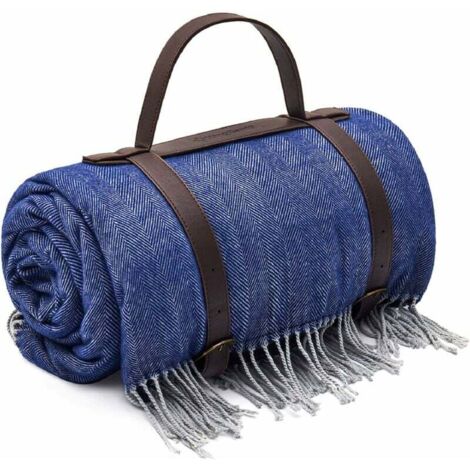 Couverture de Pique-Nique Tapis de Plage Couverture de Jet en Fausse Laine Pompon Tassel Élégant Multifonctionnel Pliable Léger 150x200cm Cadeau pour Camping Randonnée Voyage Bureau