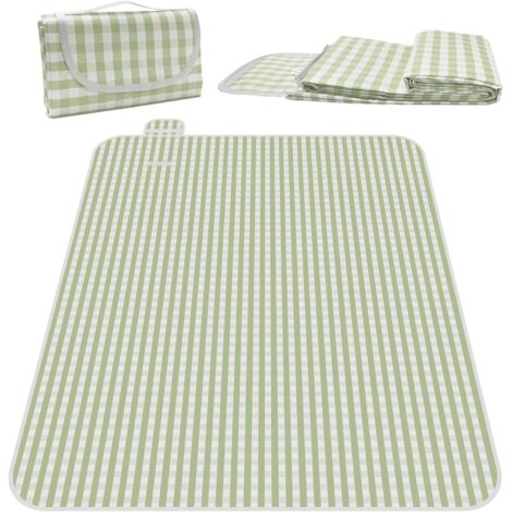 Couverture de Pique-Nique,150 x 200 cm, Imperméable Pliable en Tissu Oxford avec Poignée de Transport, Légère et Portable pour Plage, Parc, Camping et Randonnée (Vert)