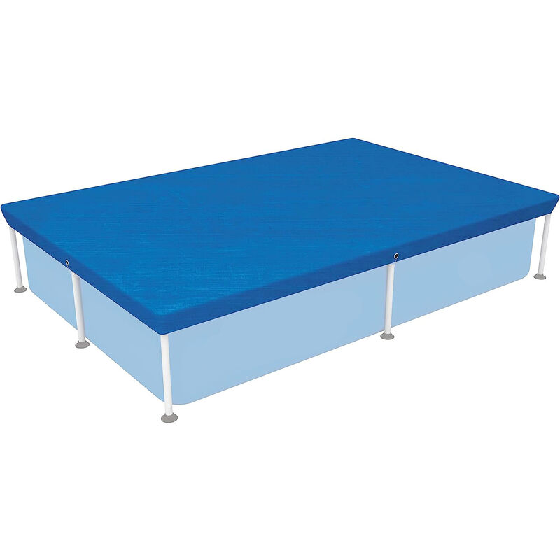 Couverture de piscine bleue, pe tissé résistant à l'eau imperméable à la pluie couverture durable cordon rectangulaire tapis de piscine hors