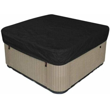 Couverture de piscine carrée, pare-soleil de piscine, ourlet élastique avec cordon de serrage, couverture de spa imperméable, couverture de protection de piscine extérieure, noir, 218