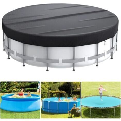 Couverture de piscine, couverture de piscine solaire ronde de 10 pieds pour piscines hors sol, couverture de bain à remous avec boucle de mise à niveau, corde et clous au sol pour améliorer la