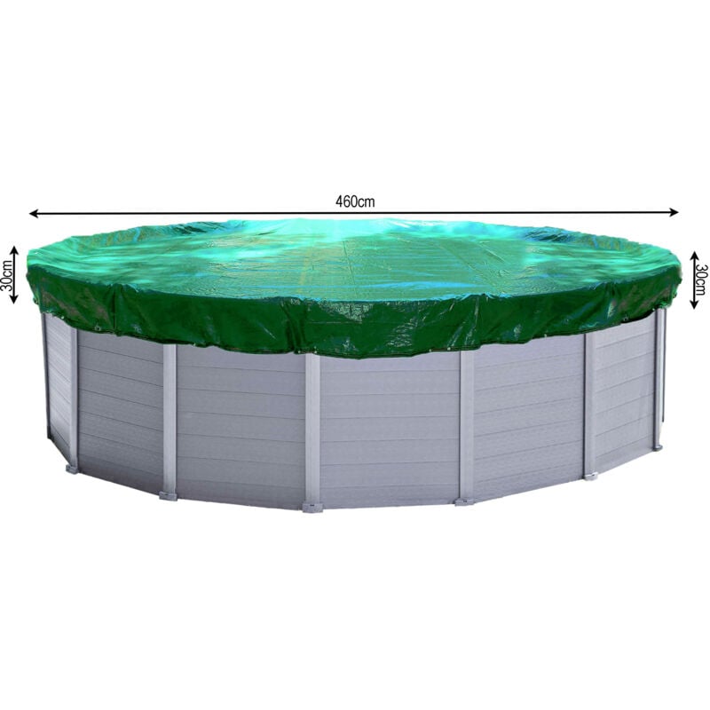 Couverture de piscine d'hiver ronde 180g / m² pour piscine de taille 420 - 460 cm Dimension bâche ø 520 cm Vert