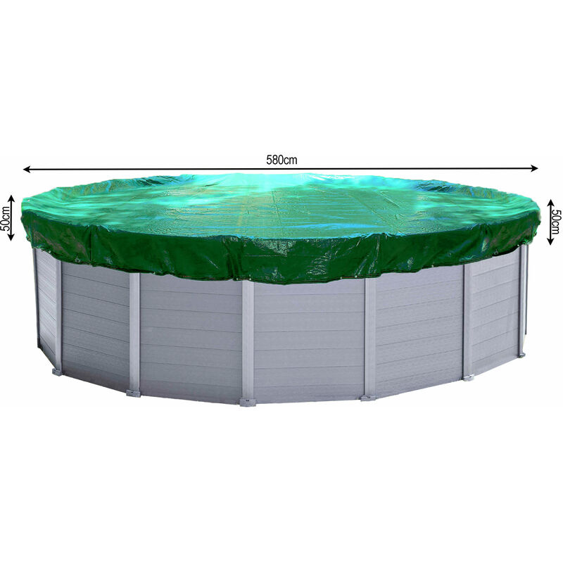 Quick Star - Couverture de piscine d'hiver ronde 180g / m² pour piscine de taille 550-600 cm Dimension bâche ø 680 cm Vert