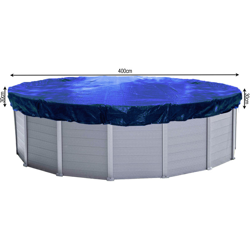 Couverture de piscine d'hiver ronde 200g / m² pour piscine de taille 366 - 400 cm Dimension bâche ø 460 cm Bleu