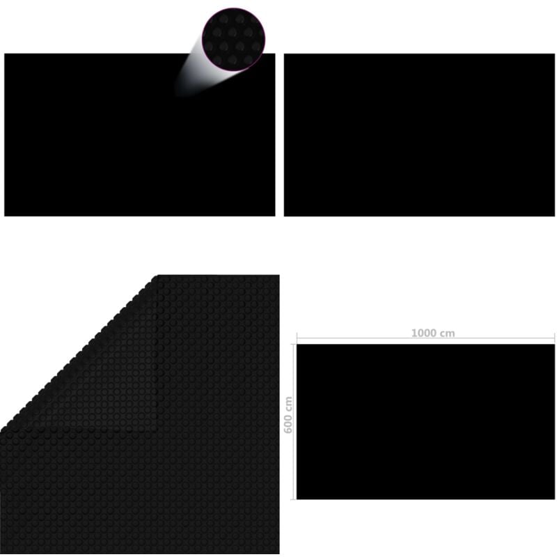 Couverture de piscine rectangulaire 1000x600 cm pe Noir - couverture de piscine - couvertures de piscine - Home & Living - Noir