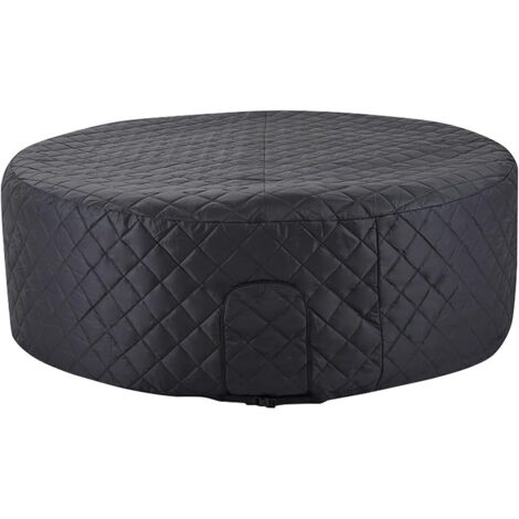 Couverture de piscine ronde 208 cm, couverture résistante aux UV avec boucles réglables et porte zippée pour l'été l'hiver, bâche haute densité indéchirable, installation facile -