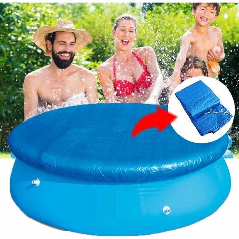 Couverture De Piscine Ronde 305 Cm Avec Bande Élastique, Bâche De Piscine Bâche De Protection Bâche De Protection Coupe-Vent Anti-Pluie Anti-Poussière Pour Piscine À Mise En Place Rapide