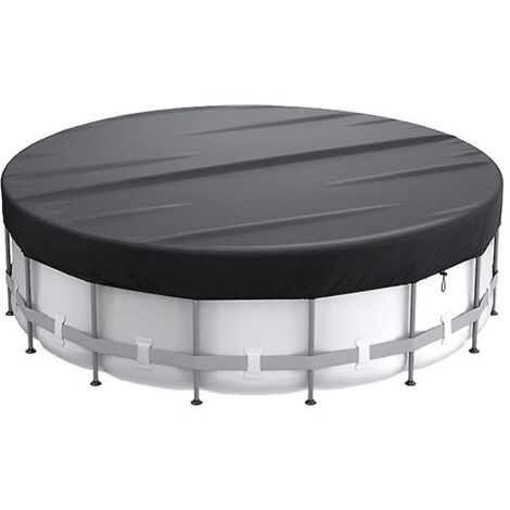 Couverture de piscine ronde de 3,66 m (12 pi), couverture solaire pour piscines hors sol, protection pour piscine enterrée avec cordon de serrage pour une stabilité accrue (noir)