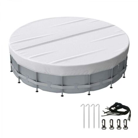 Couverture de piscine ronde, étanche à l'eau et à la poussière, avec accessoires de fixation, avec cordon de serrage, diamètre 6FT (argent)