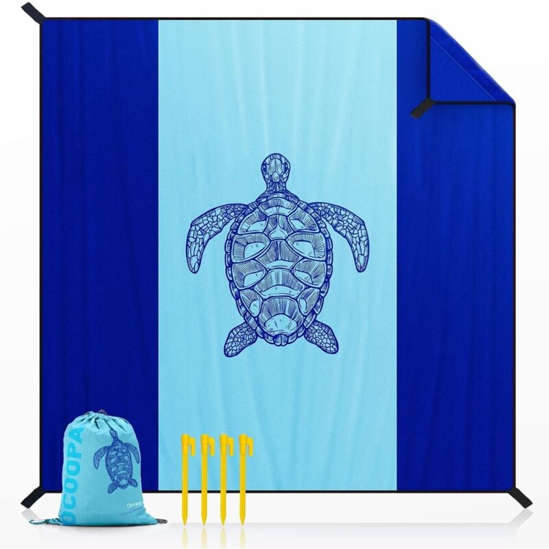 Couverture de plage, 210 x 200 cm extra large, imperméable à l'eau et au sable, couverture de pique-nique, adaptée aux voyages, au camping, aux