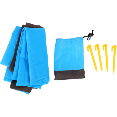Couverture de plage imperméable et anti-sable en polyester-nylon, pliable avec sac de transport pour pique-nique, voyage, camping extérieur bleu.