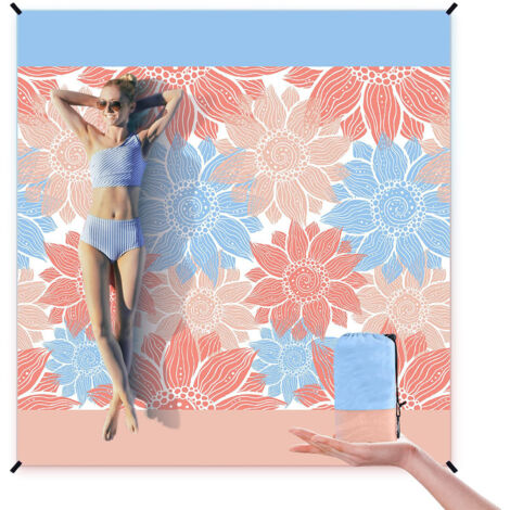 Couverture de plage imperméable et anti-sable extra large 200,7 x 210,8 cm/305,8 x 274,3 cm pour 1 à 8 adultes, tapis de pique-nique en plein air durable pour la plage, les voyages, le camping,