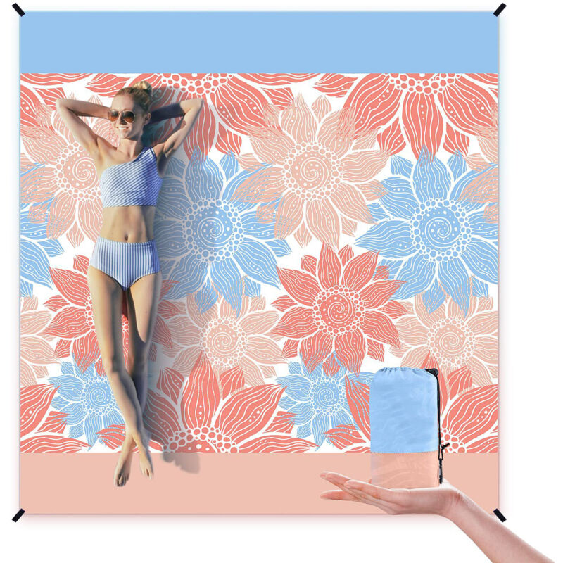 Couverture de plage imperméable et anti-sable extra large 200,7 x 210,8 cm/305,8 x 274,3 cm pour 1 à 8 adultes, tapis de pique-nique en plein air