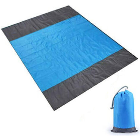 Couverture de plage, tapis de pique-nique portable, adapté à la plage, au camping, à la randonnée, au pique-nique, bleu (200210cm).