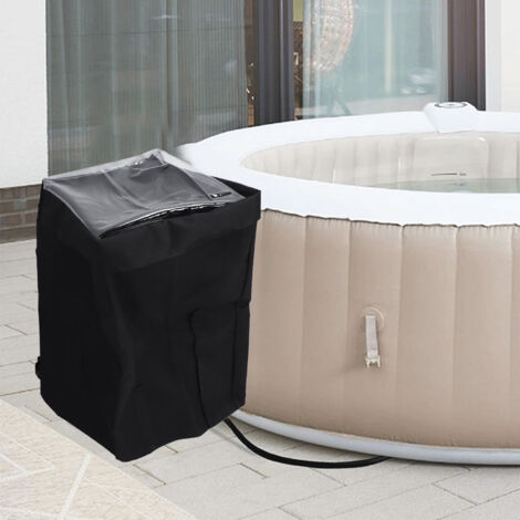 Couverture de Pompe à Eau Chaude pour Spa Gonflable Résistant avec Fenêtre en PVC Transparente