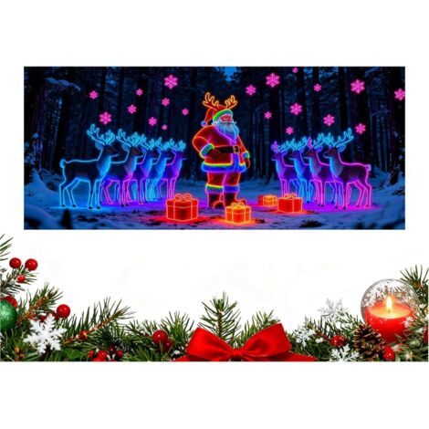 Couverture de porte de garage de Noël, fluorescent 2D plat